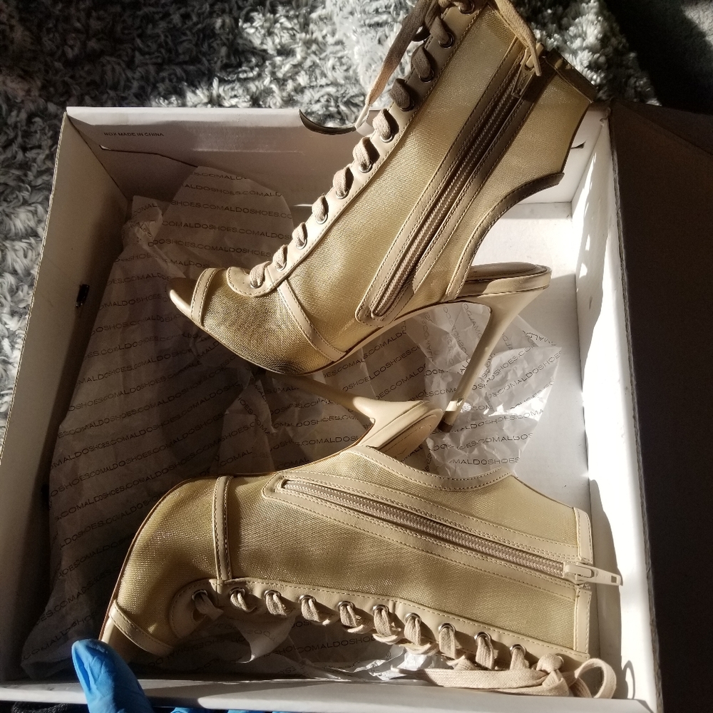 Aldo Beige Coralr open toe booties